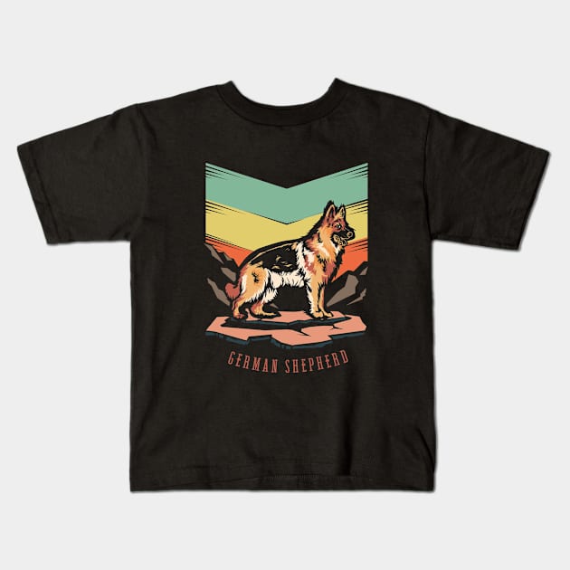 German Shepherd | Retro design for Dog Lovers Kids T-Shirt by WearthisWearthat